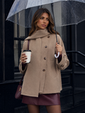ATISSE – Women's Pleated Jacket – Matching Scarf Button Detail