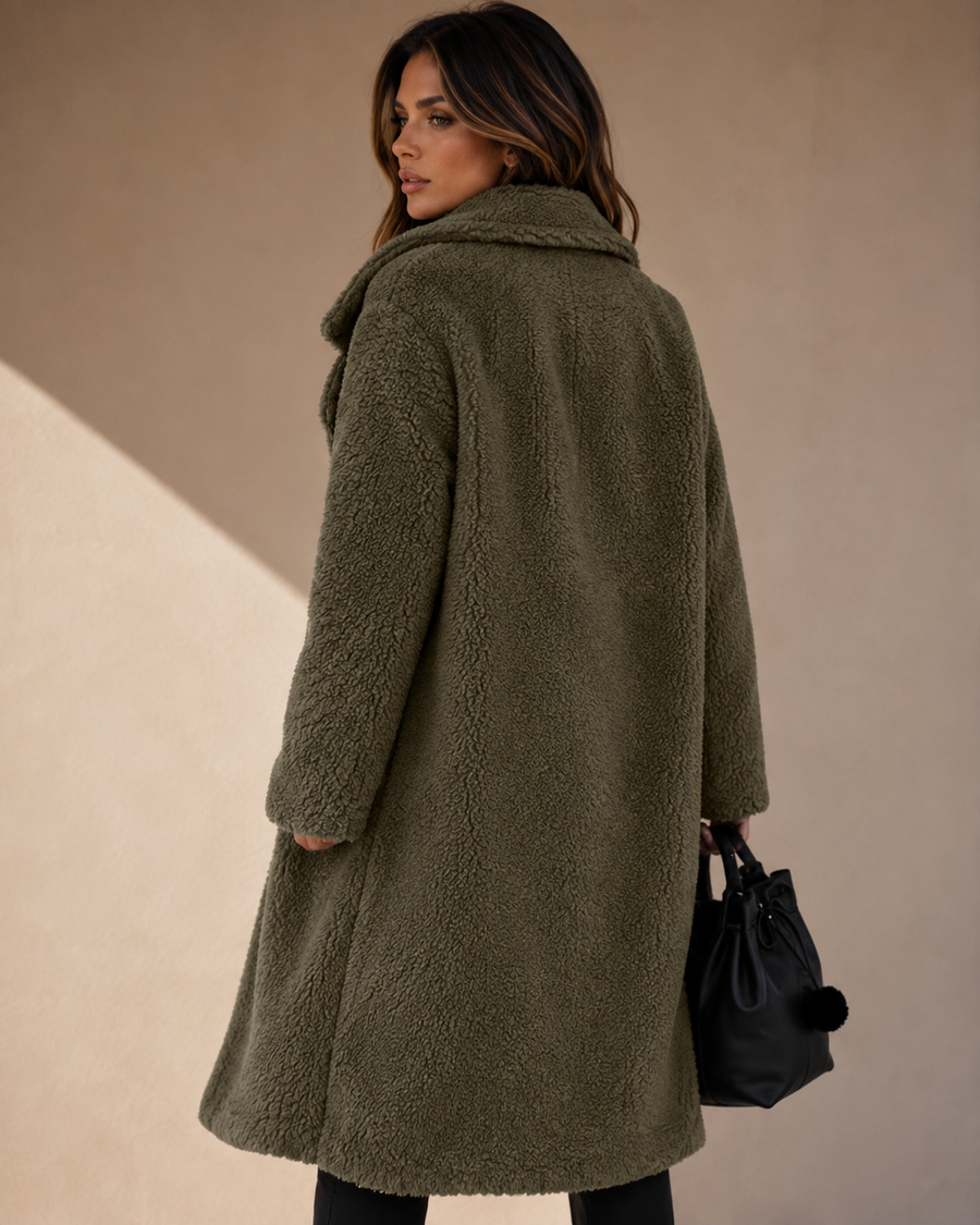 ATISSE AURÉLIE – Women's Long Teddy Coat – Oversized Faux Fur Sherpa Winter Coat – Warm Plush Longline Jacket