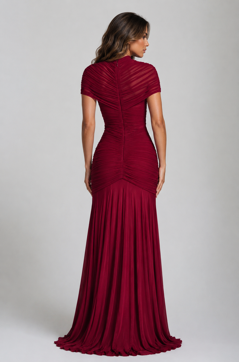ATISSE JAYA ICON – Cut-Out Maxi-Kleid für Damen – Abendkleid Burgund