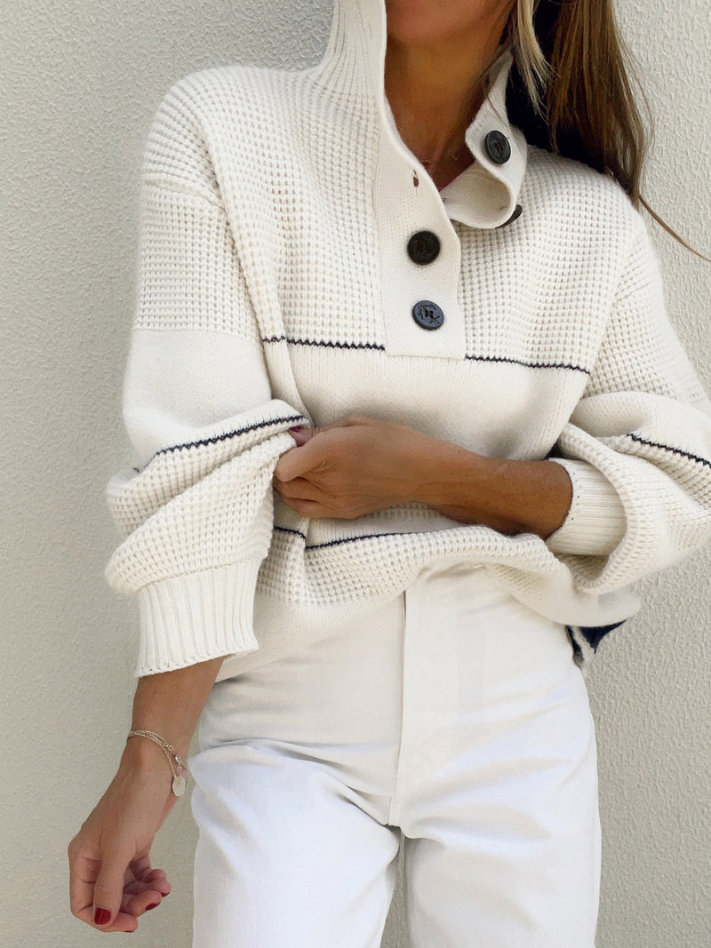 ATISSE  – Women's Open Collar Button Knit Sweater