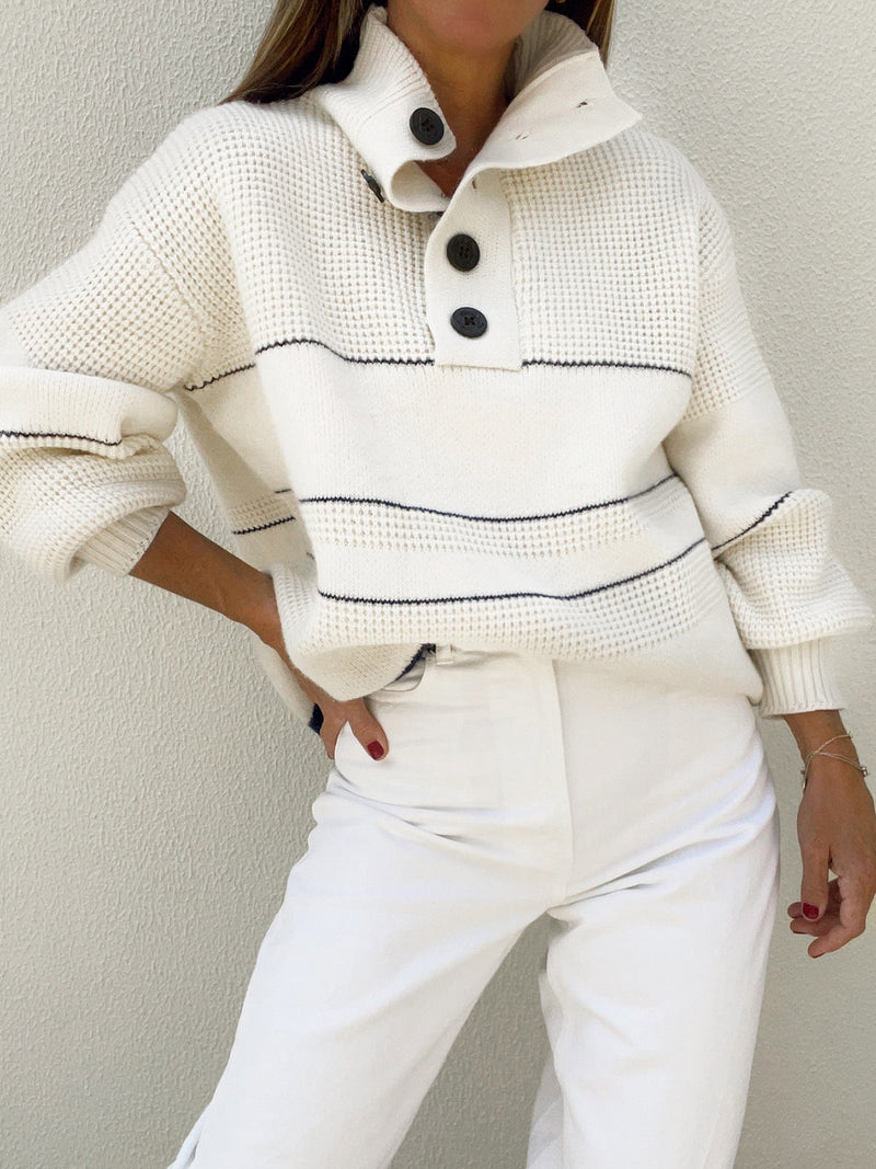 ATISSE  – Women's Open Collar Button Knit Sweater