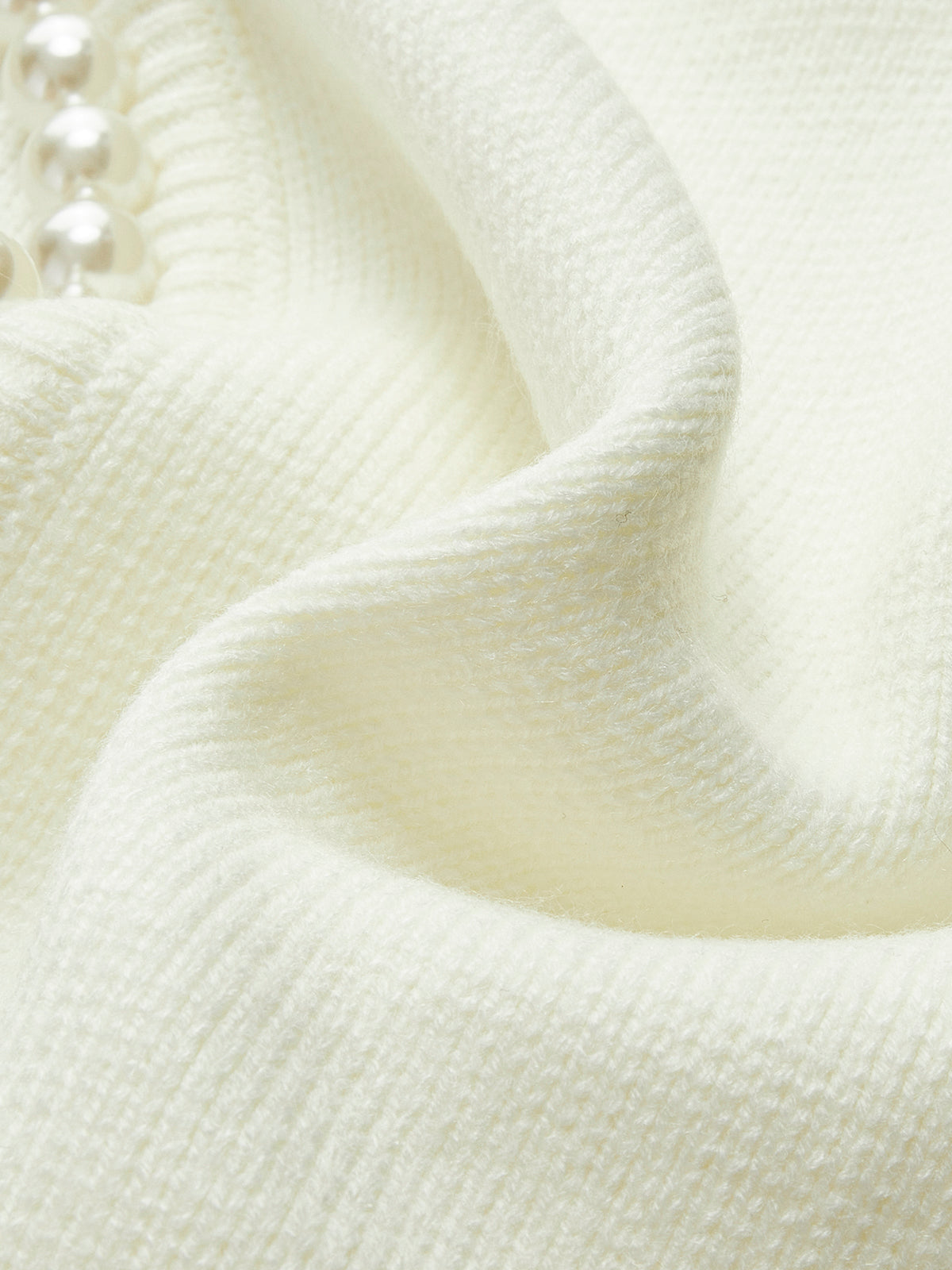 ATISSE PEARL – Women's Pearl Trim Knit Cardigan – Distressed Hem Sweater