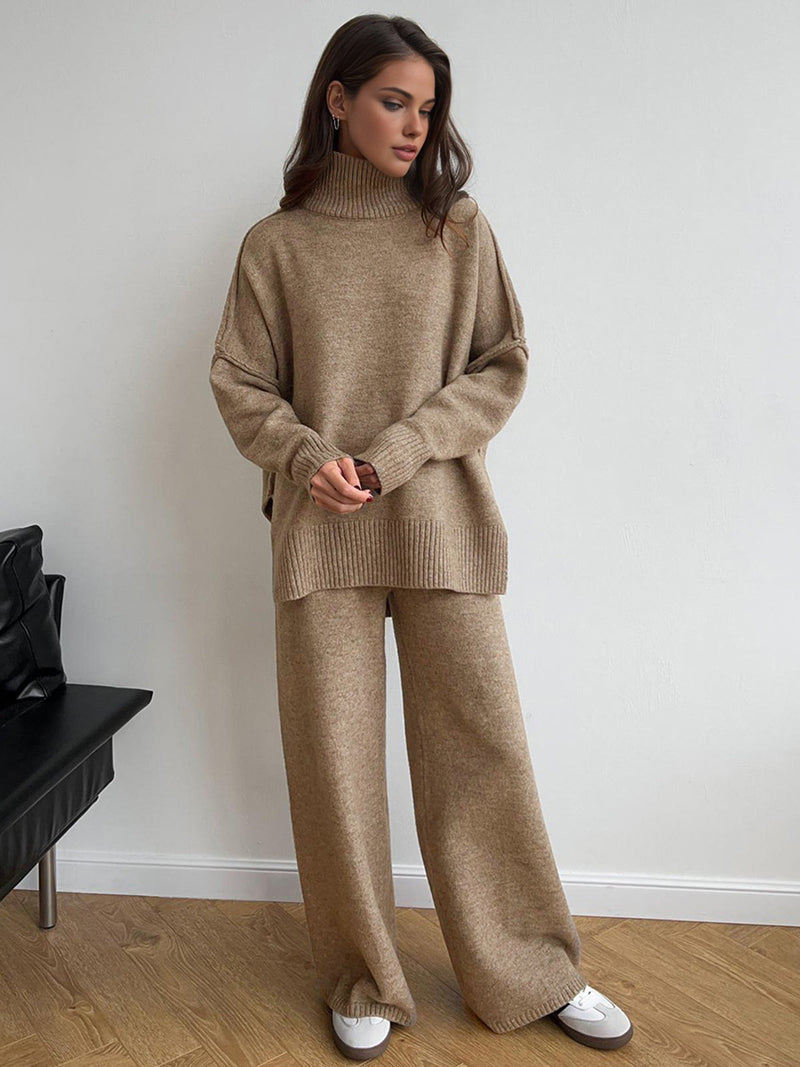 ATISSE ELODIE – Women's Plain Turtleneck Knit Lounge Set