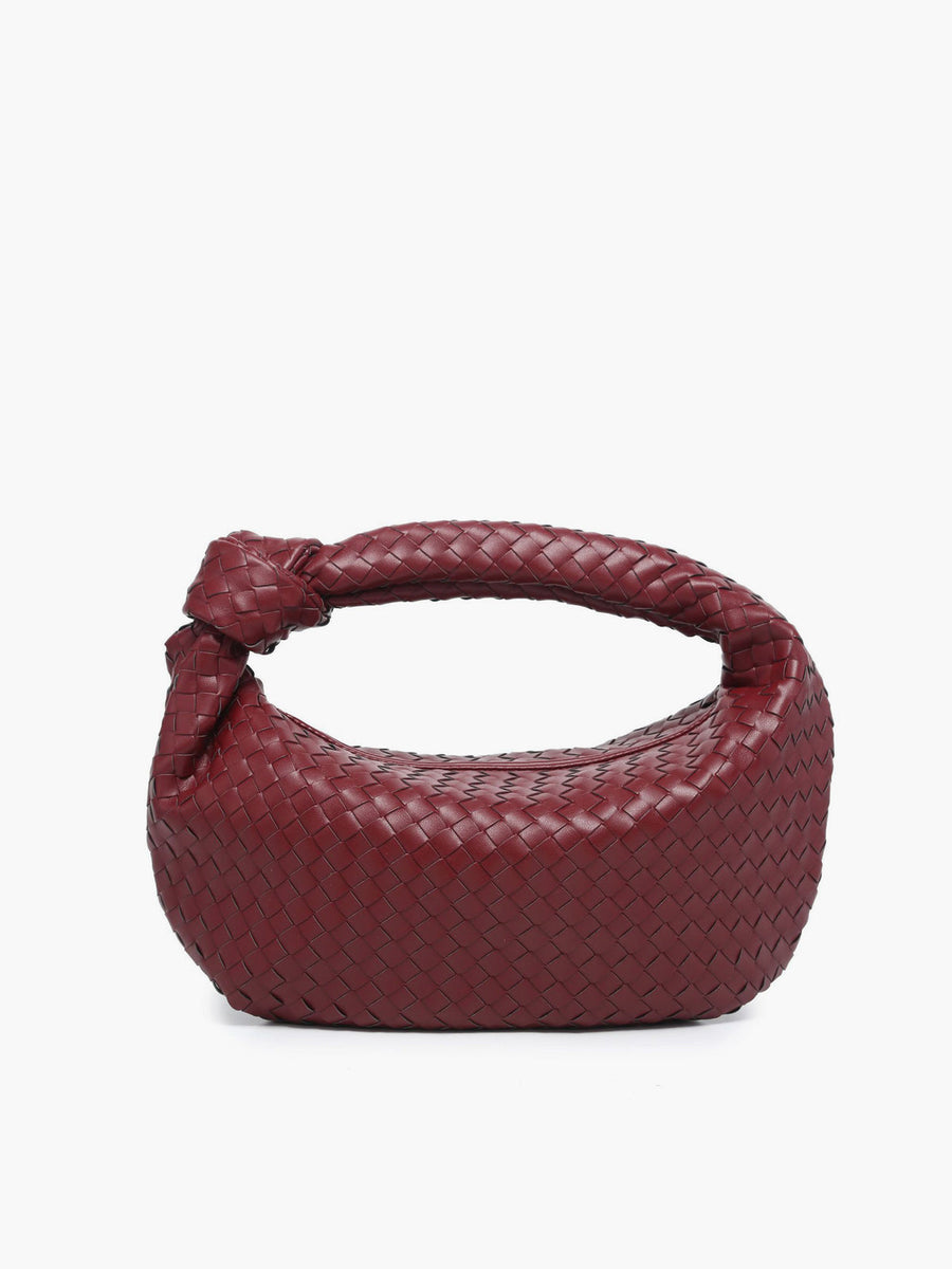 ATISSE CROISSANT WEAVE – Bolso de hombro trenzado para mujer – Bolso hobo burdeos efecto piel