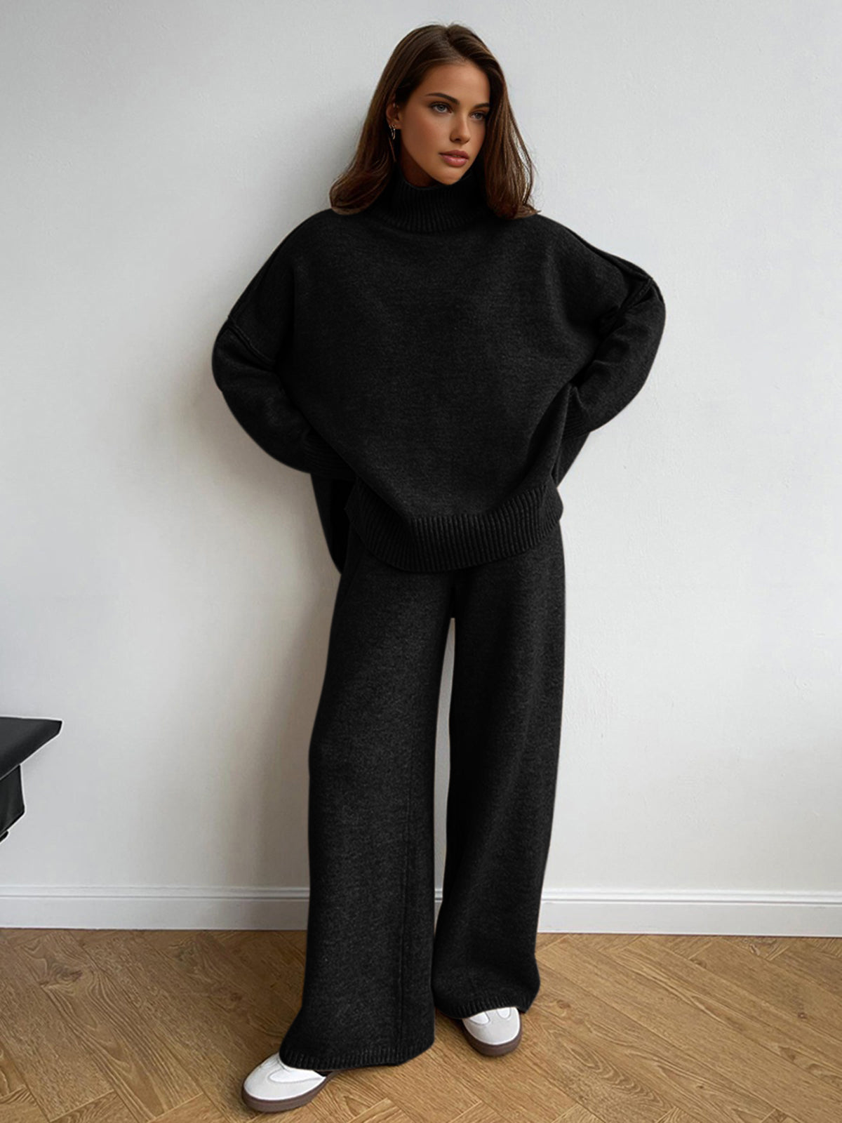 ATISSE ELODIE – Women's Plain Turtleneck Knit Lounge Set