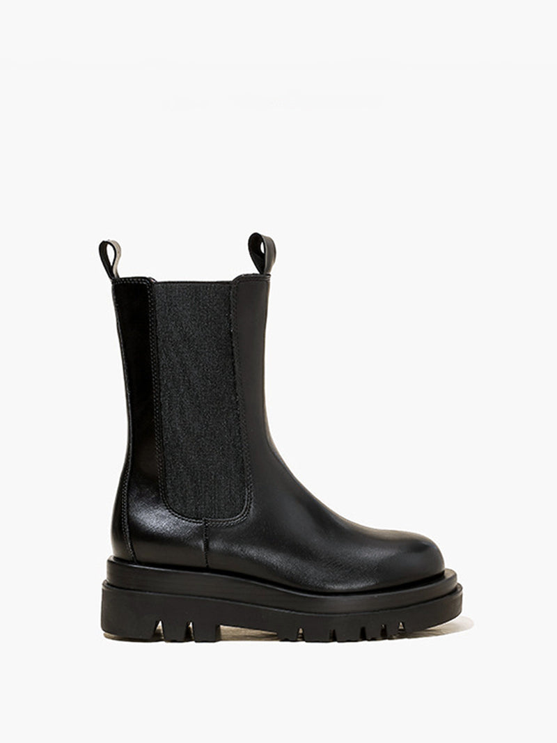 ATISSE – Women's Platform Chelsea Boots – Black Chunky Ankle Boots
