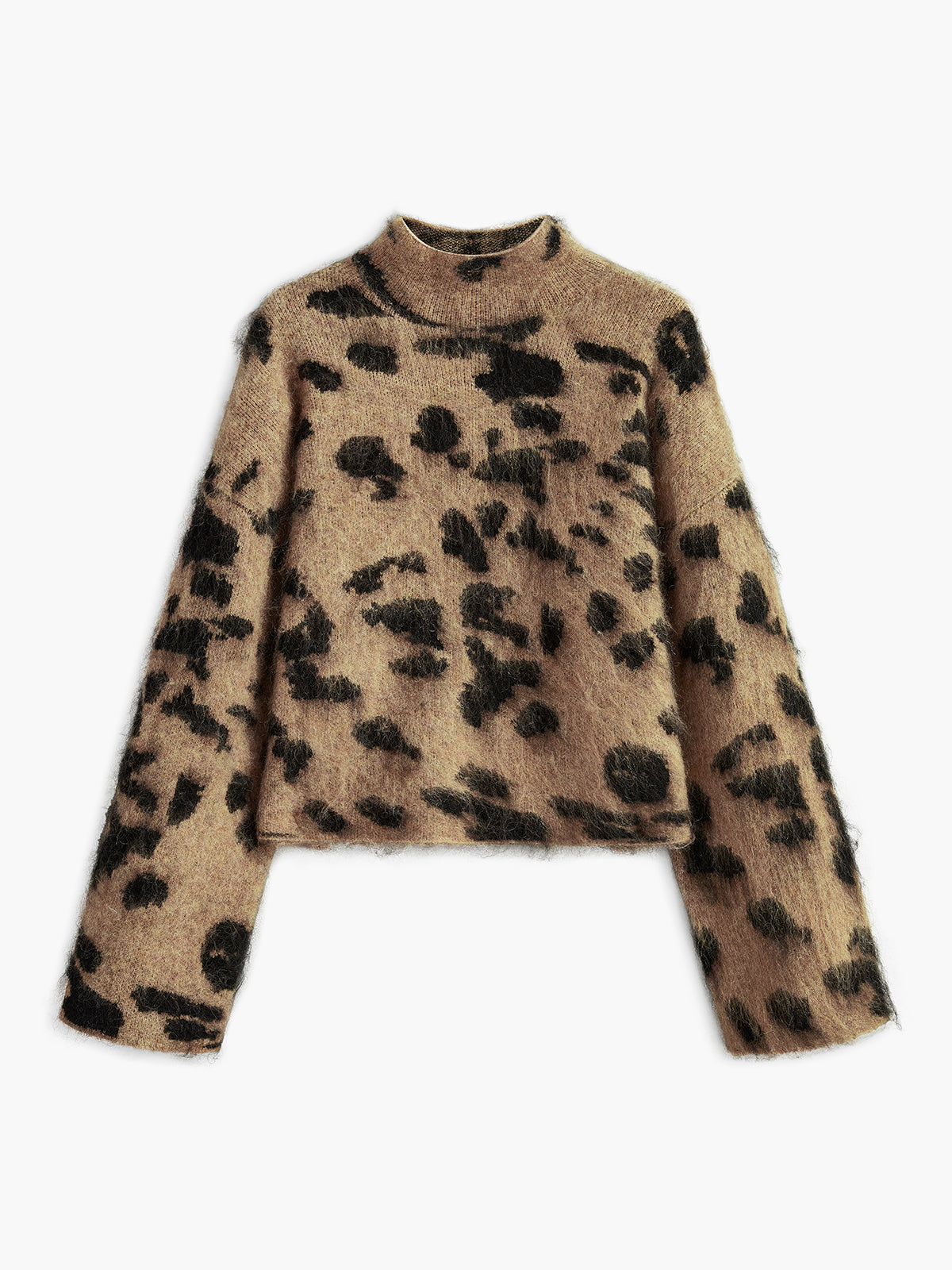 ATISSE – Women's Leopard Print Wool Blend Sweater – Fuzzy Mohair Knit Jumper