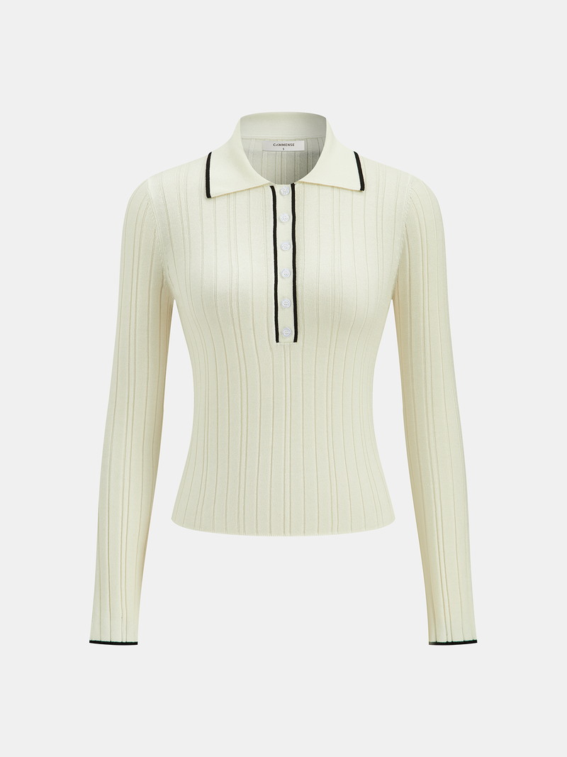 ATISSE – Women's Contrast Trim Wool-Blend Turtleneck Sweater – Button Detail Winter Knit Pullover