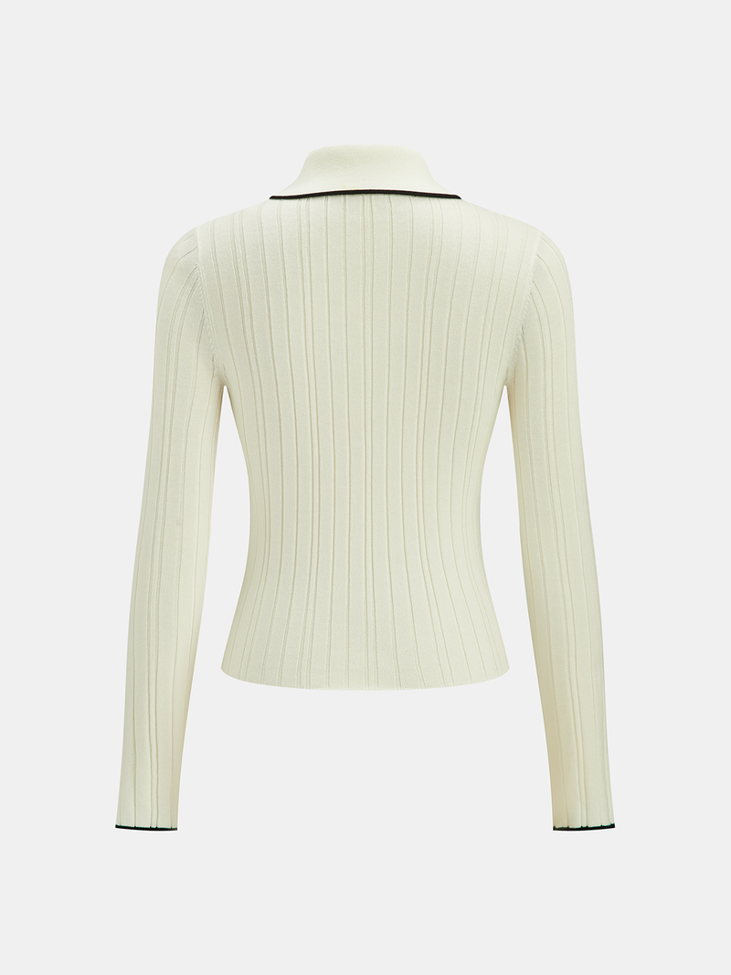 ATISSE – Women's Contrast Trim Wool-Blend Turtleneck Sweater – Button Detail Winter Knit Pullover