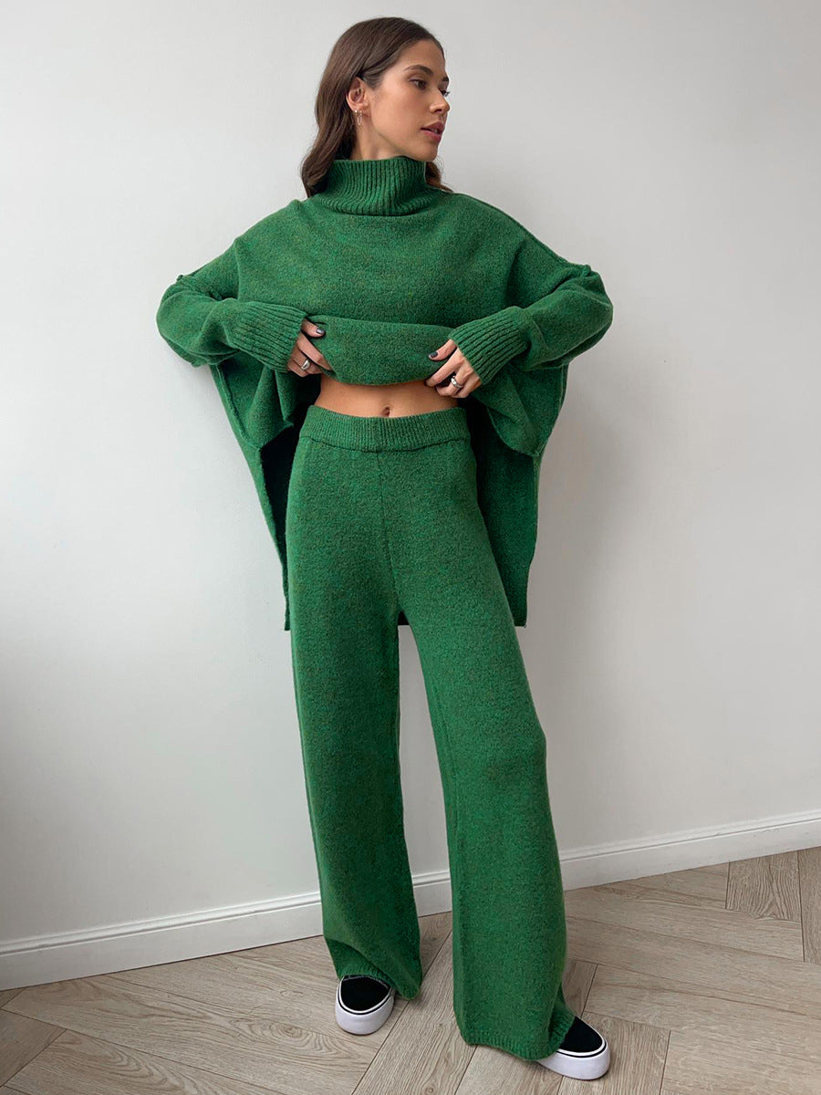 ATISSE ELODIE – Women's Plain Turtleneck Knit Lounge Set