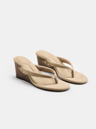 ATISSE APRICOT WEDGE – Sandalias de cuña beige para mujer – Sandalias cómodas de plataforma con puntera abierta
