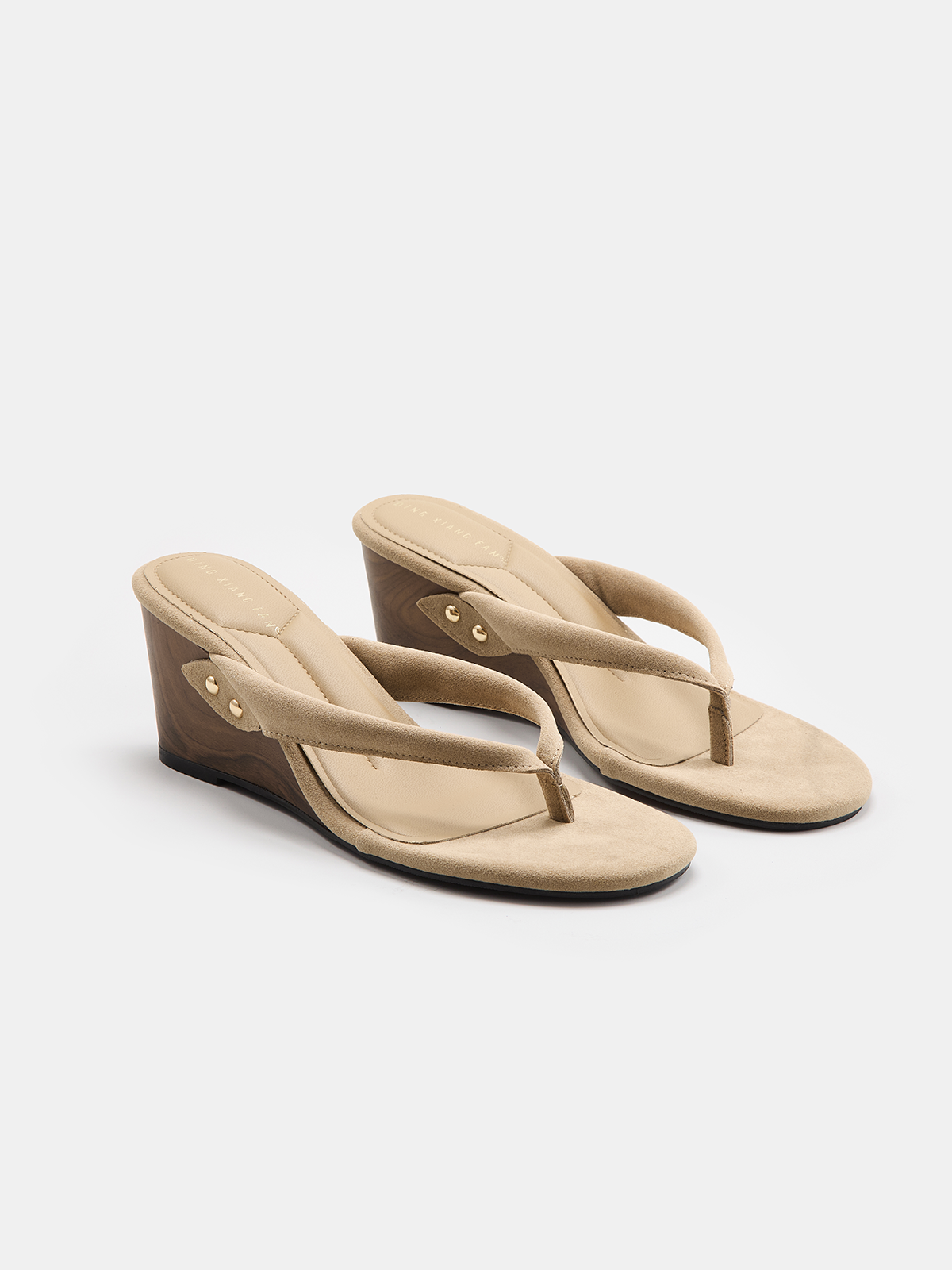 ATISSE APRICOT WEDGE – Keilsandaletten beige für Damen – Bequeme Plateau-Sandalen mit offener Spitze