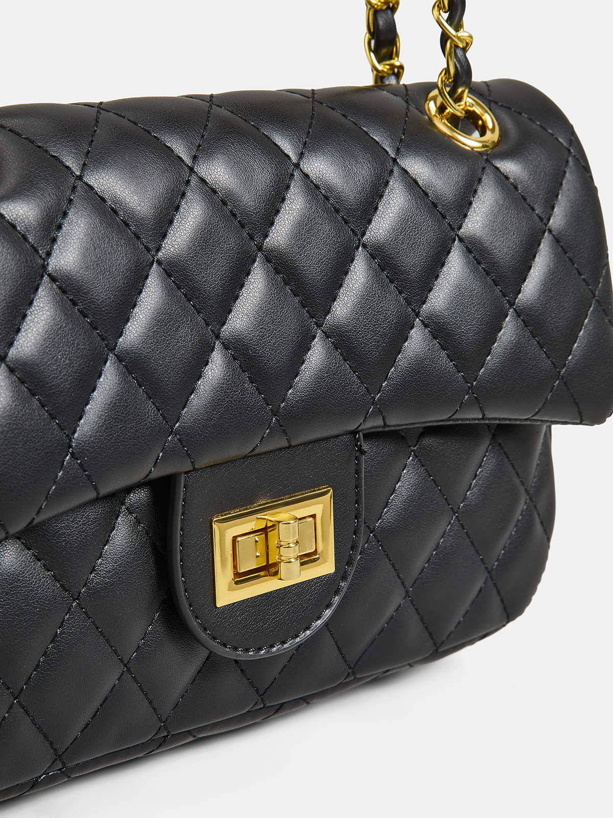 ATISSE MONACO – Bolso bandolera acolchado para mujer – Bolso de hombro negro de lujo
