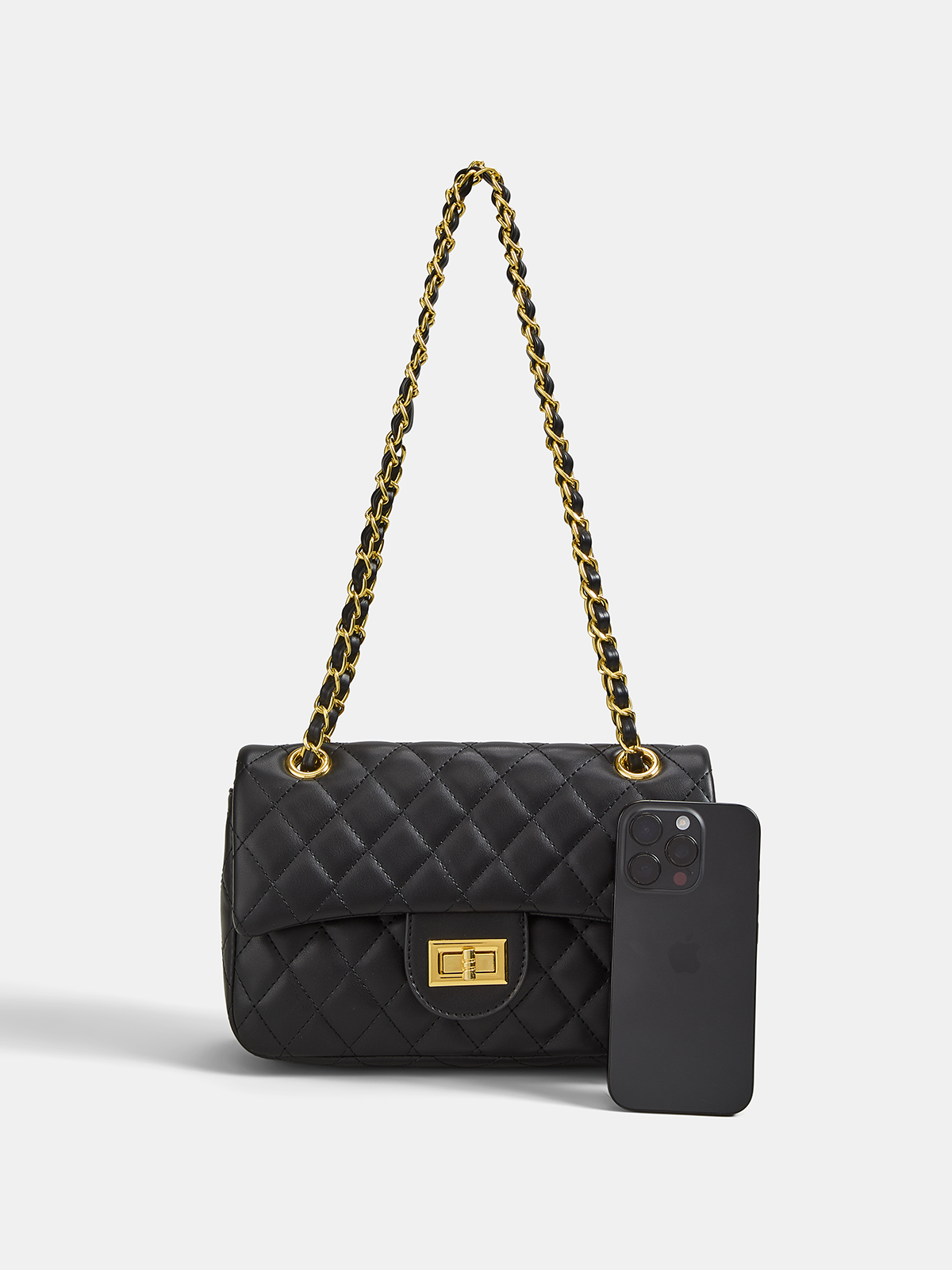 ATISSE MONACO – Bolso bandolera acolchado para mujer – Bolso de hombro negro de lujo