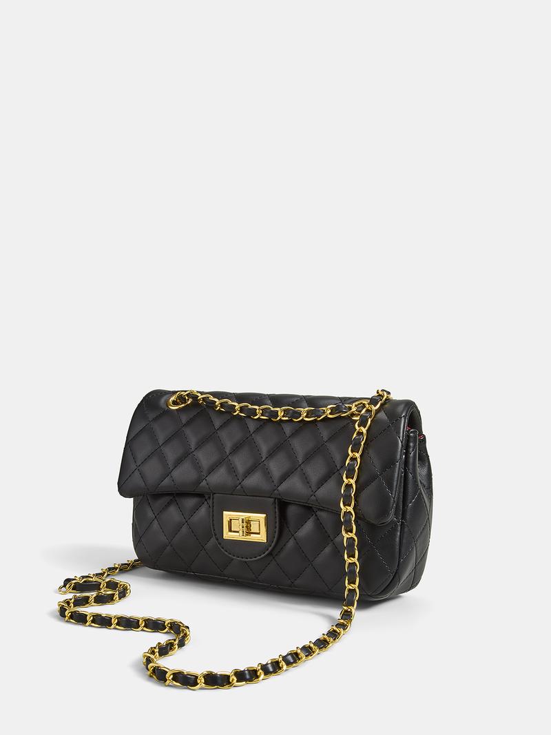 ATISSE MONACO – Gesteppte Umhängetasche für Damen – Luxuriöse schwarze Schultertasche