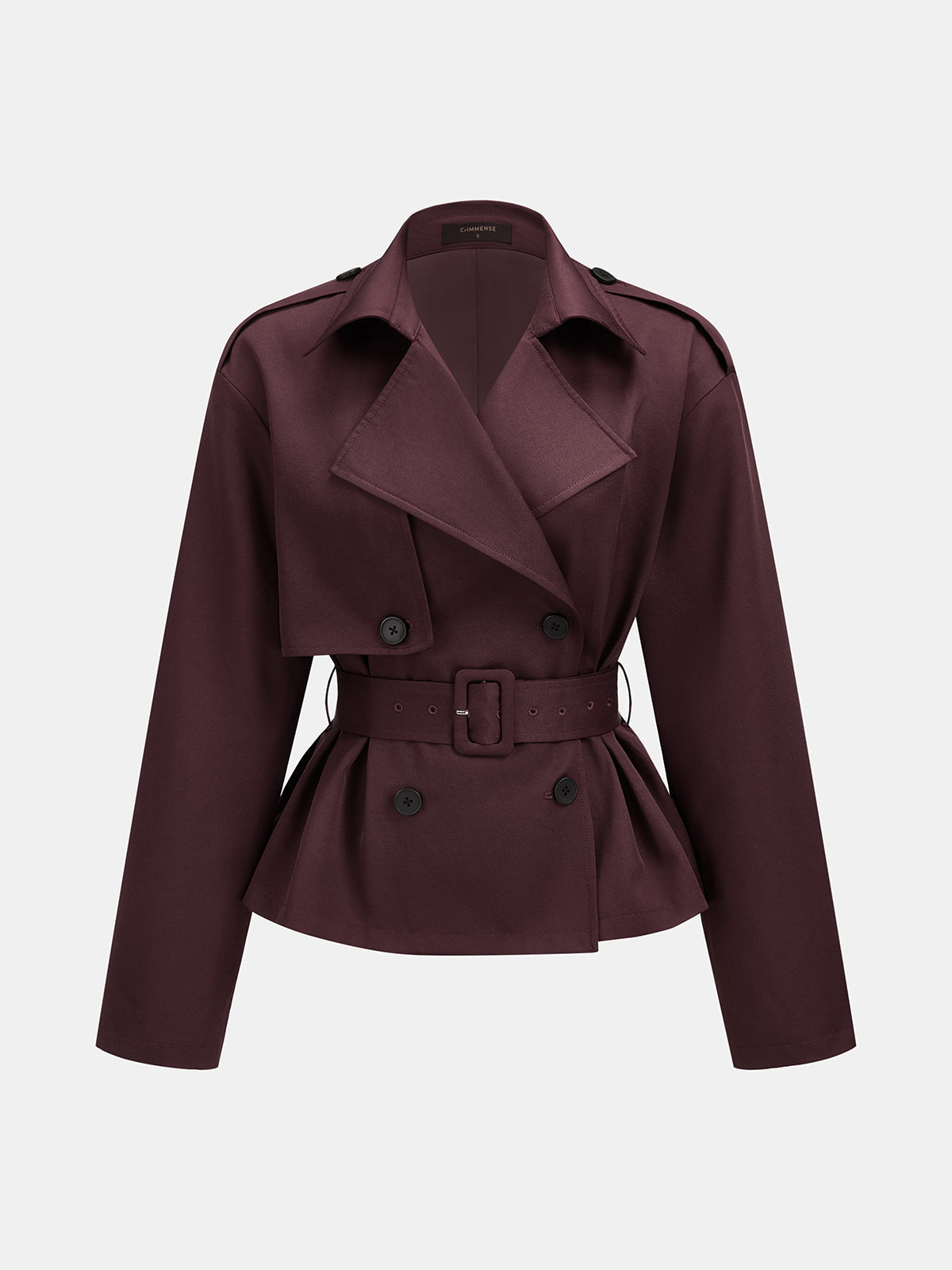 ATISSE – Women's Double-Breasted Belted Trench Jacket – Tailored Slim Fit Short Trench Coat  Descripción SEO