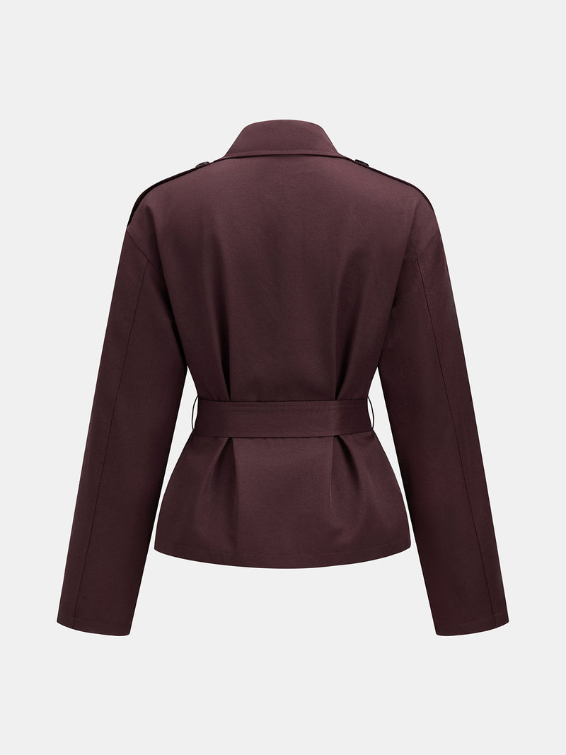 ATISSE – Women's Double-Breasted Belted Trench Jacket – Tailored Slim Fit Short Trench Coat  Descripción SEO