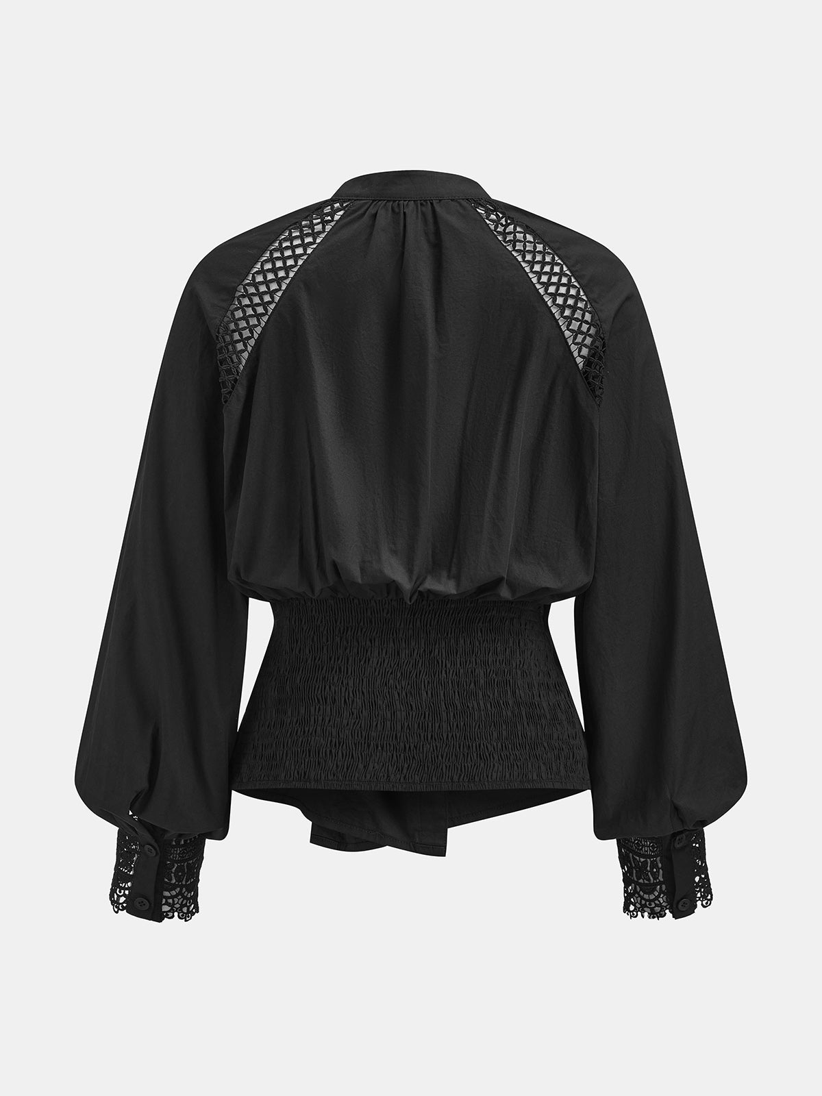 ATISSE – Women's Twist-Front Lace Cotton Blouse – Long Sleeve Semi-Sheer Top