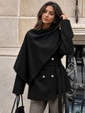 ATISSE – Women’s Belted Wrap Blazer – V-Neck Tailored Jacket – Elegant Grey Office Blazer