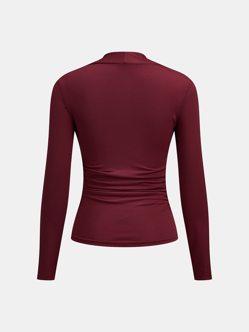 ATISSE – Women's Square Neck Fitted Top – Metal Buckle Long Sleeve Jersey Top