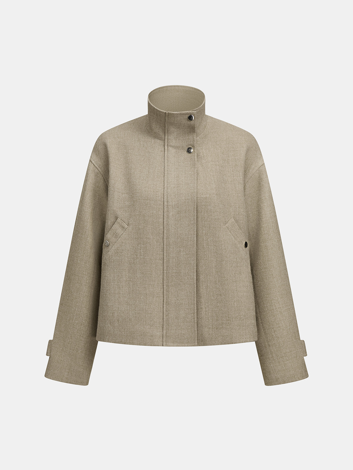 ATISSE – Women’s Textured Tweed Jacket – Belted Stand Collar Cropped Jacket – Tailored Autumn Outerwear