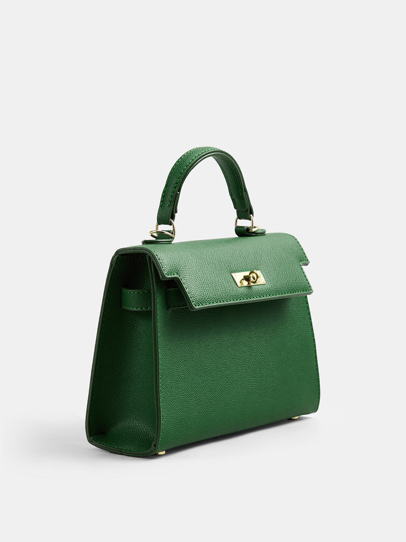 ATISSE – Women's Structured Top-Handle Crossbody Bag – Faux Leather Lock Flap Handbag