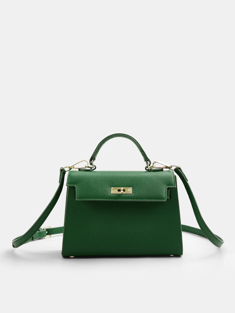 ATISSE – Women's Structured Top-Handle Crossbody Bag – Faux Leather Lock Flap Handbag