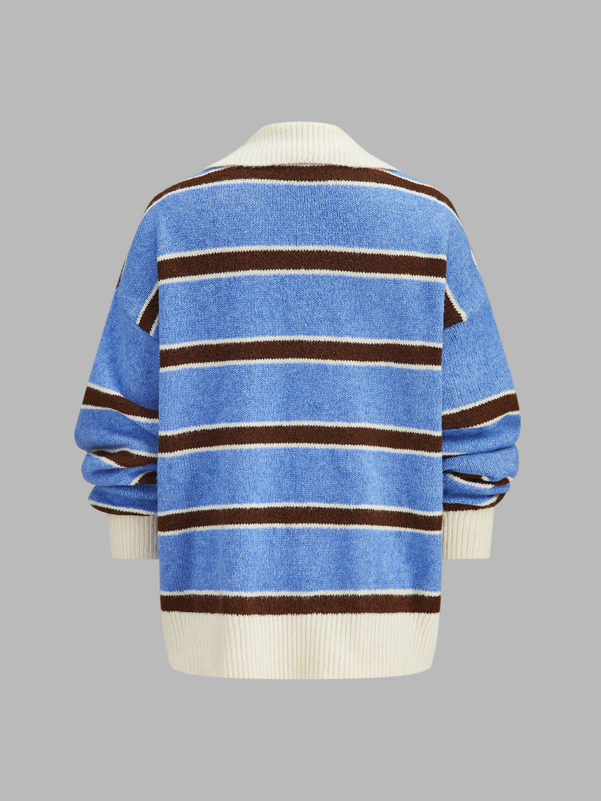 ATISSE – Women's Striped Knit Sweater – Color Block Collared Pullover – Relaxed Winter Jumper