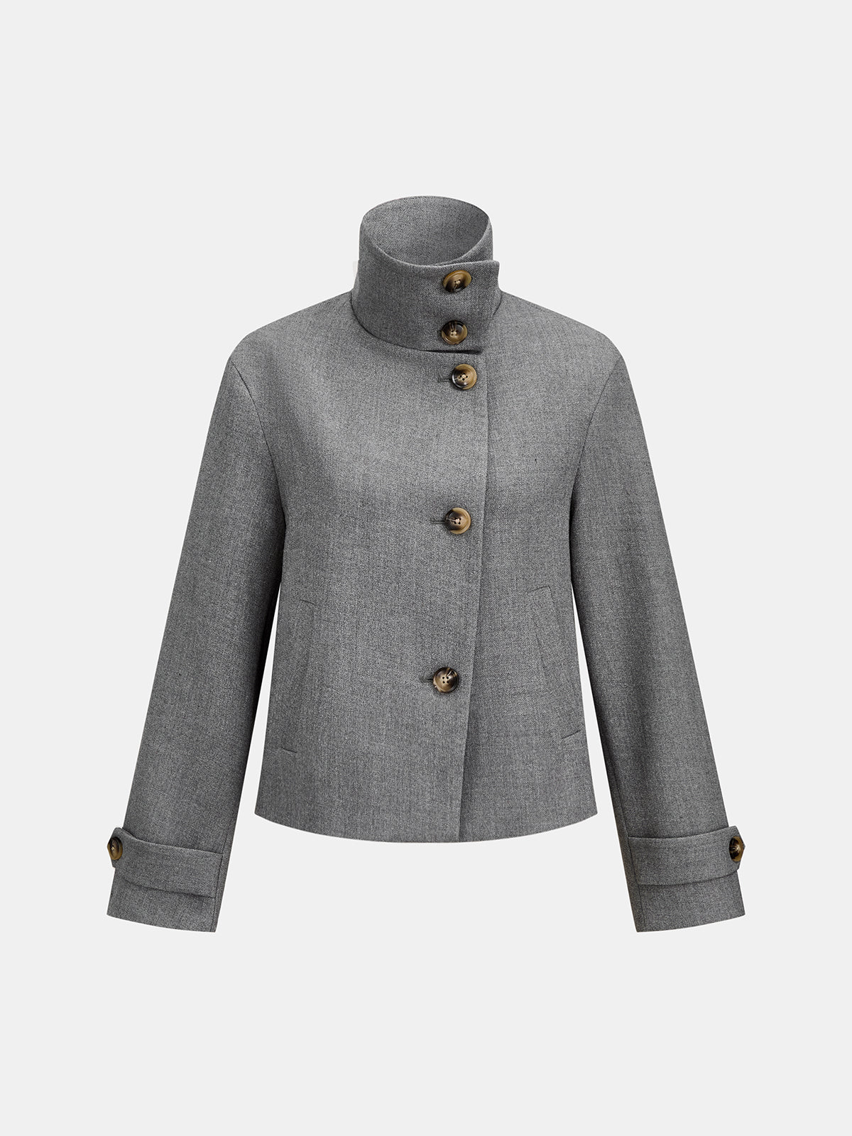 ATISSE – Women's Cropped Tweed Coat – Stand Collar Button-Front Jacket – Tailored Winter Outerwear