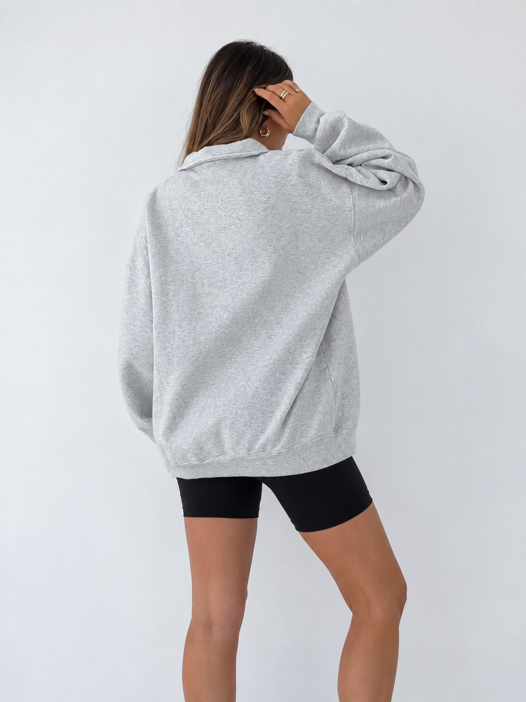 ATISSE – Women's Minimalist Polo Sweatshirt – Cotton Blend Long Sleeve Collared Pullover – Casual Relaxed Top