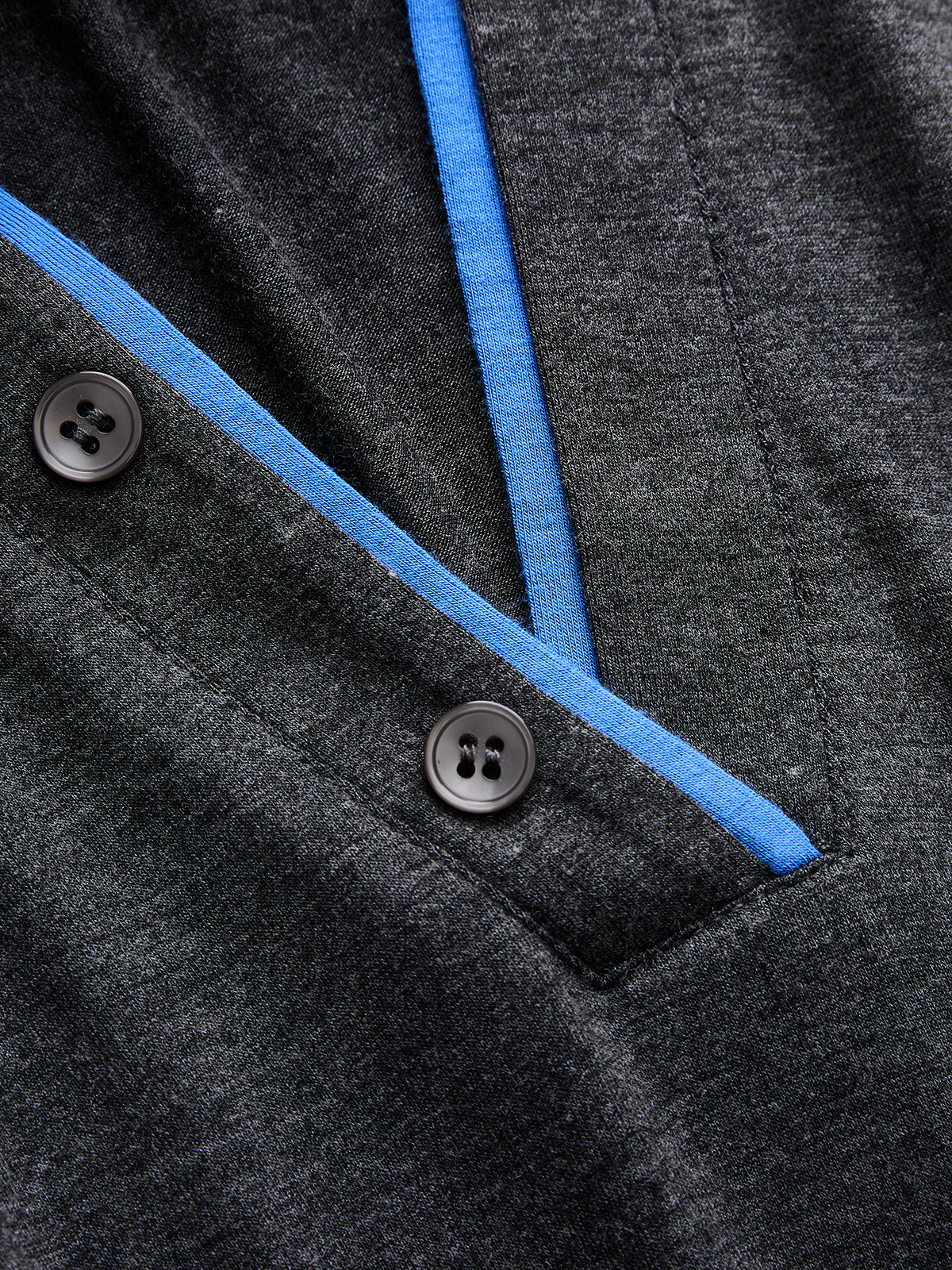 ATISSE – Women's Color Block Henley Top – Charcoal Grey Long Sleeve V-Neck Jersey Shirt