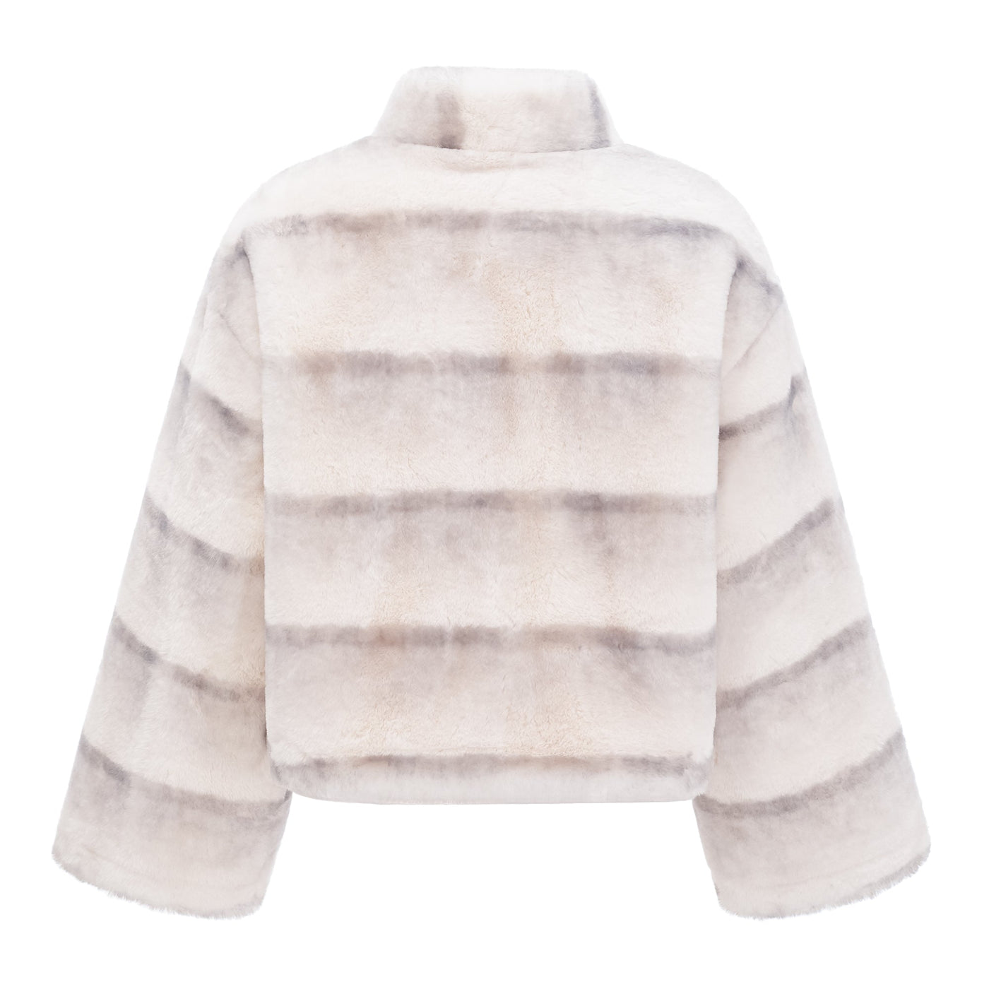 ATISSE ALINA – Women's White Faux Fur Jacket – Luxury Cropped Winter Coat with Gradient Finish