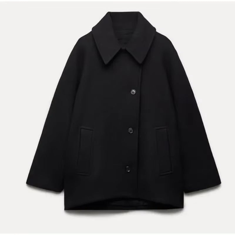 ATISSE LAINEY – Women's Oversized Wool Coat – Double Breasted Tailored Winter Coat