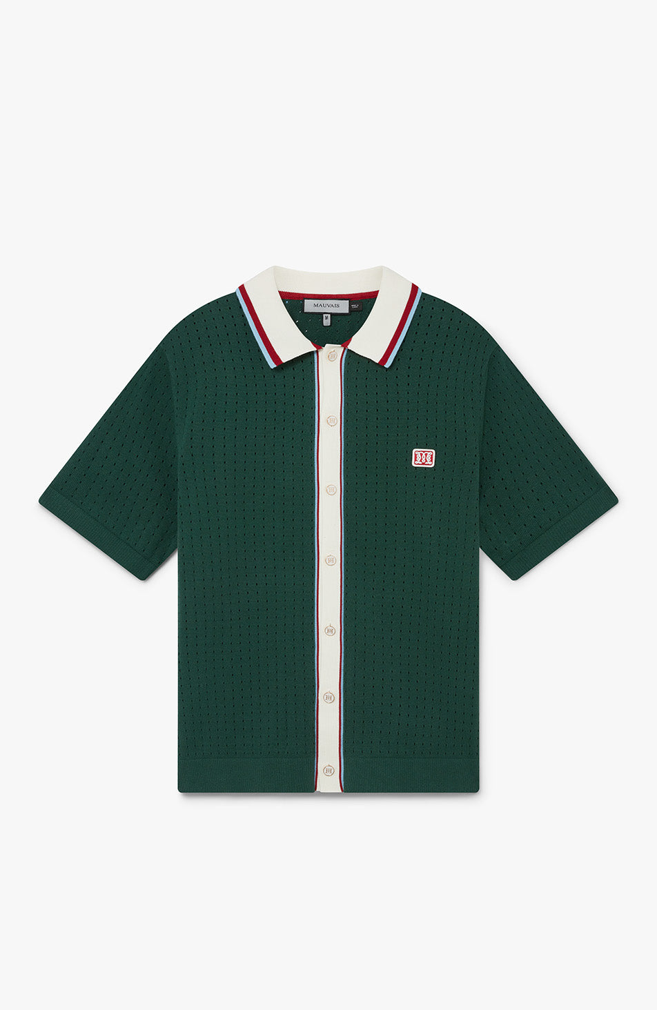 Marmont Pointelle Knitted Short Sleeve Shirt in Green