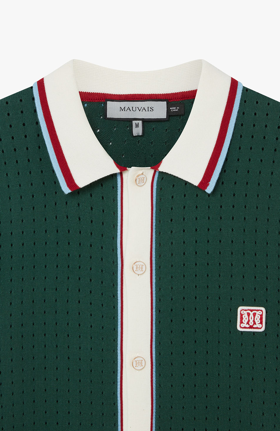 Marmont Pointelle Knitted Short Sleeve Shirt in Green