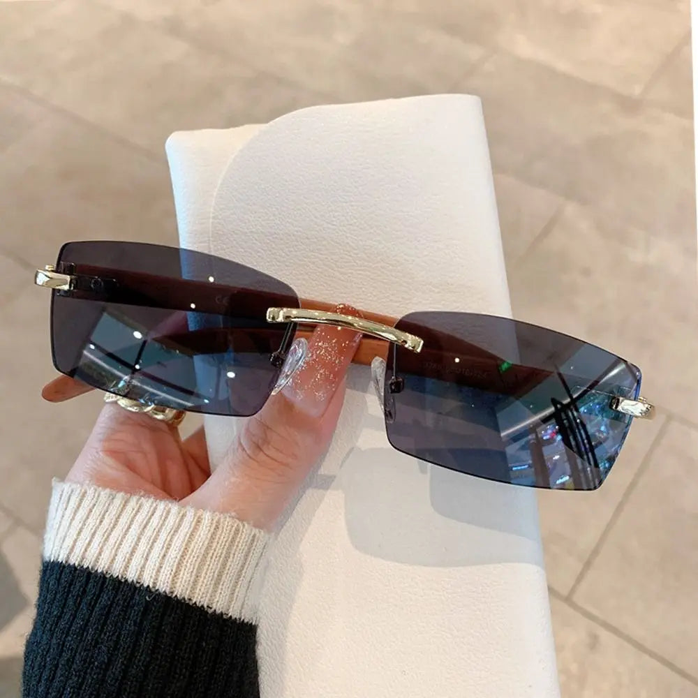 ATISSE VEYRA – Rechteckige, randlose UV400 Sonnenbrille für Damen – 8 Farben