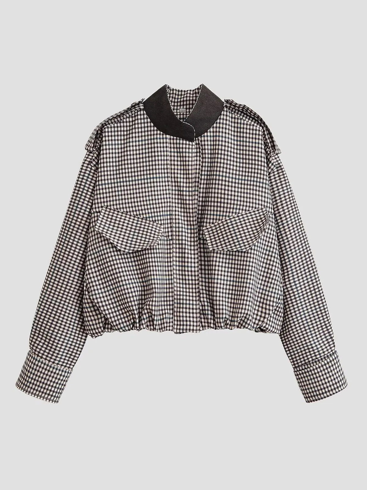 ATISSE – Women’s Plaid Cropped Jacket – Check Print Bomber Jacket