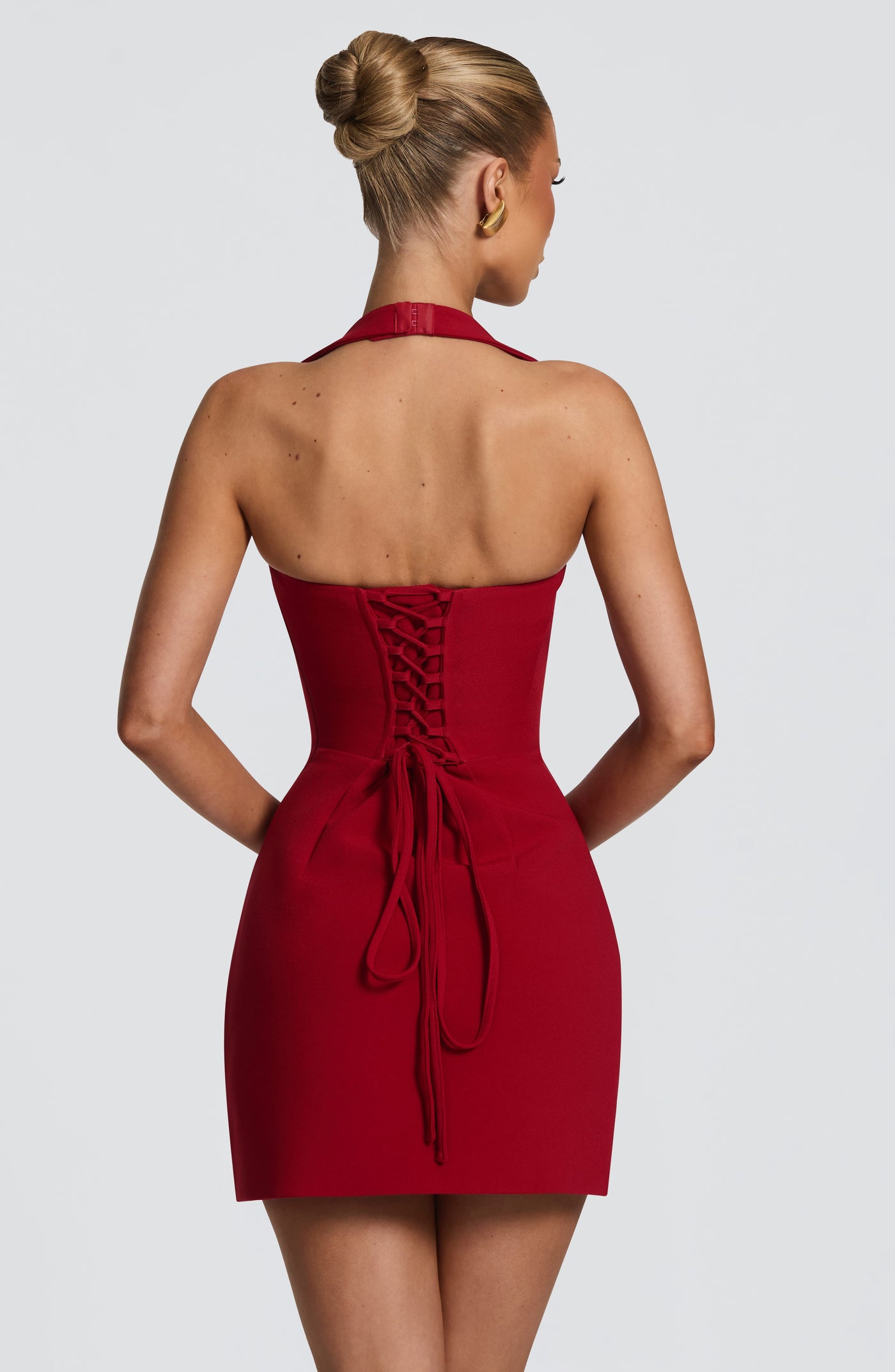 ATISSE TAMSIN – Vestido mini palabra de honor para mujer – Vestido de fiesta rojo intenso