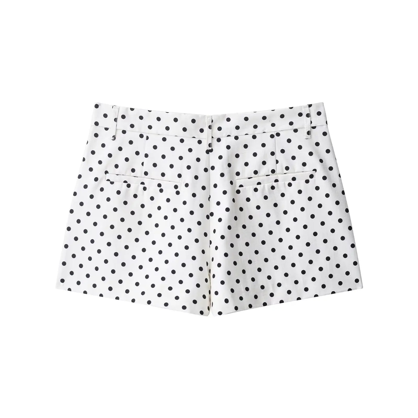 ATISSE  – Women's Polka Dot Co-Ord Set – White High Neck Blouse & Tailored Shorts