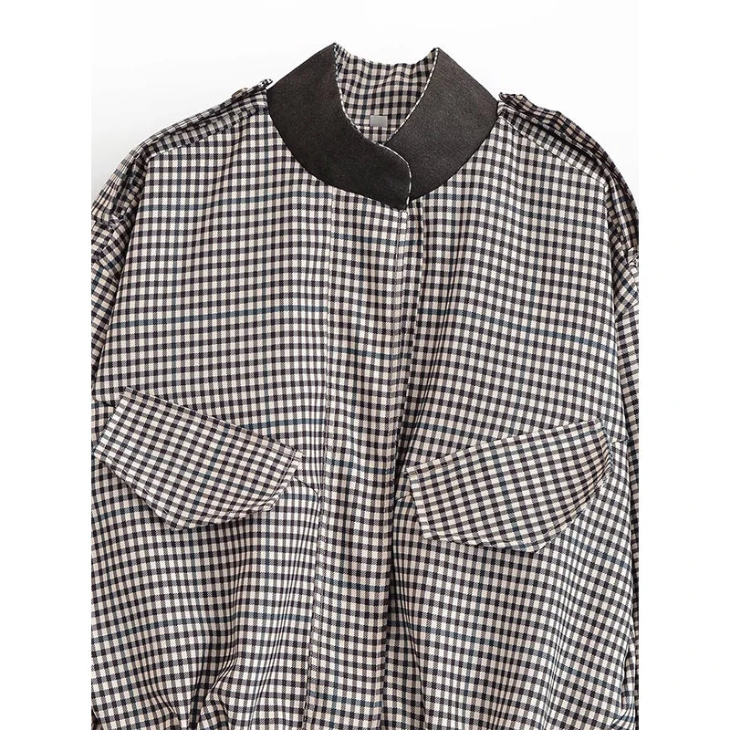 ATISSE – Women’s Plaid Cropped Jacket – Check Print Bomber Jacket