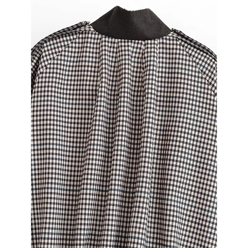 ATISSE – Women’s Plaid Cropped Jacket – Check Print Bomber Jacket