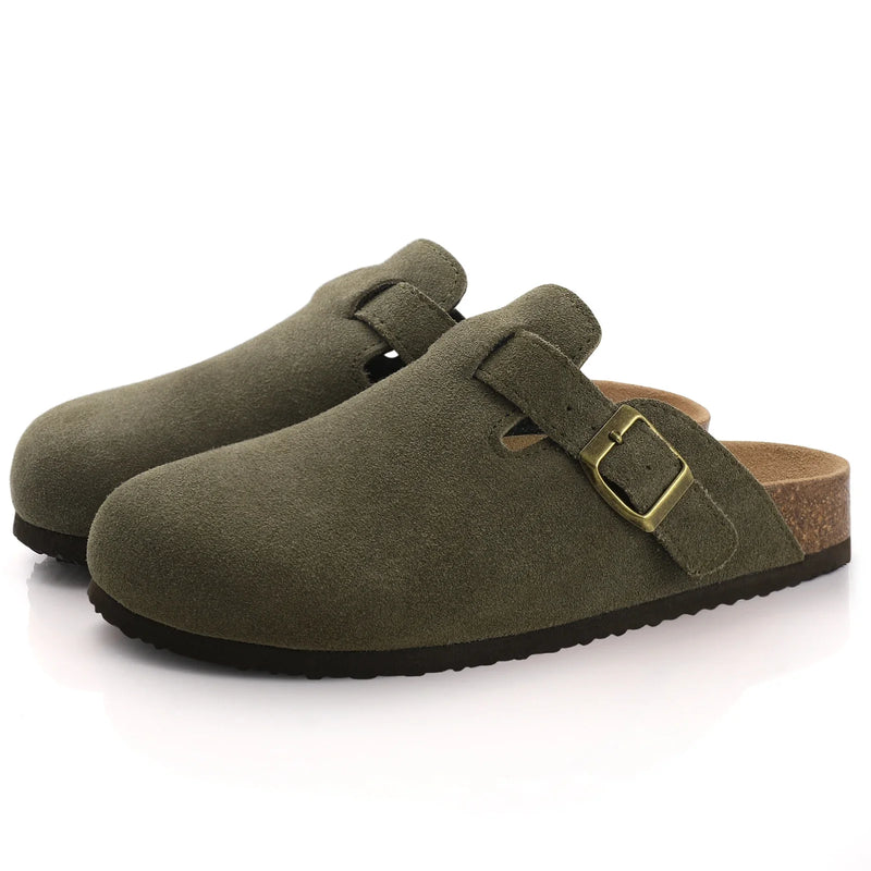 ATISSE ELSIE – Zuecos de ante para mujer – Sin cordones con plantilla de corcho (varios colores)