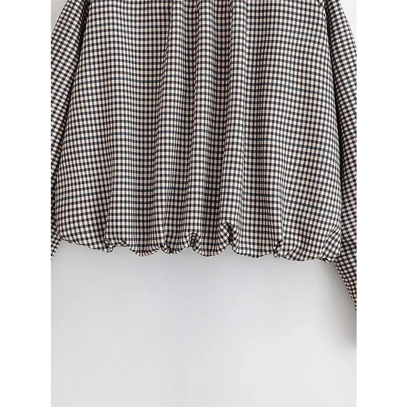 ATISSE – Women’s Plaid Cropped Jacket – Check Print Bomber Jacket