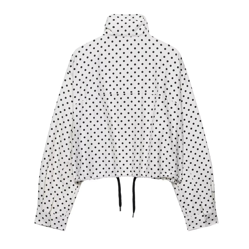 ATISSE  – Women's Polka Dot Co-Ord Set – White High Neck Blouse & Tailored Shorts