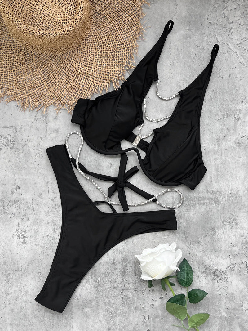 ATISSE NOIRÉ – Schwarzes Bikini-Set für Damen – Luxuriöse Bademode