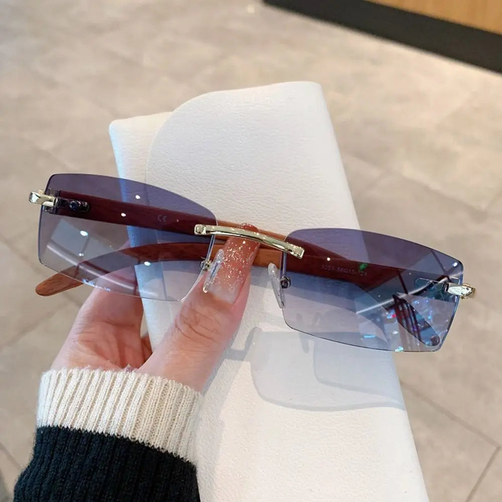 ATISSE VEYRA – Rechteckige, randlose UV400 Sonnenbrille für Damen – 8 Farben