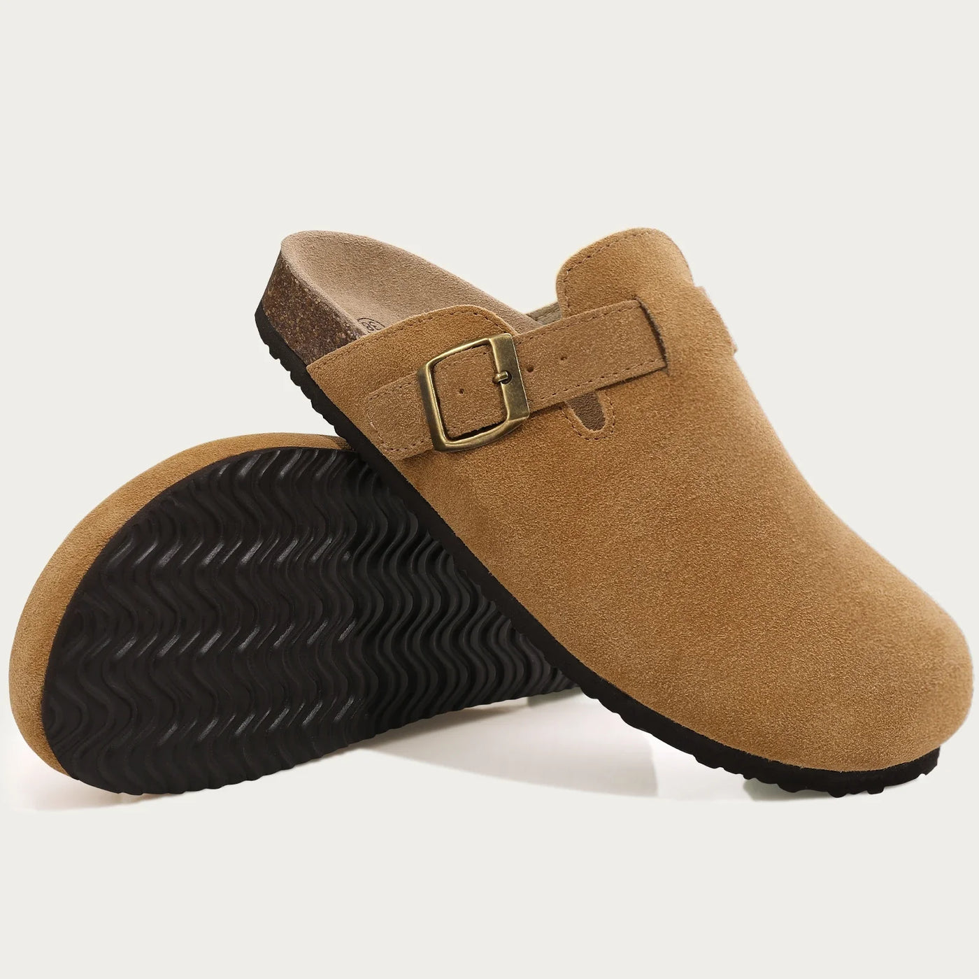 ATISSE ELSIE – Damen Wildleder Clogs – Slip-on mit Kork-Fußbett (verschiedene Farben)