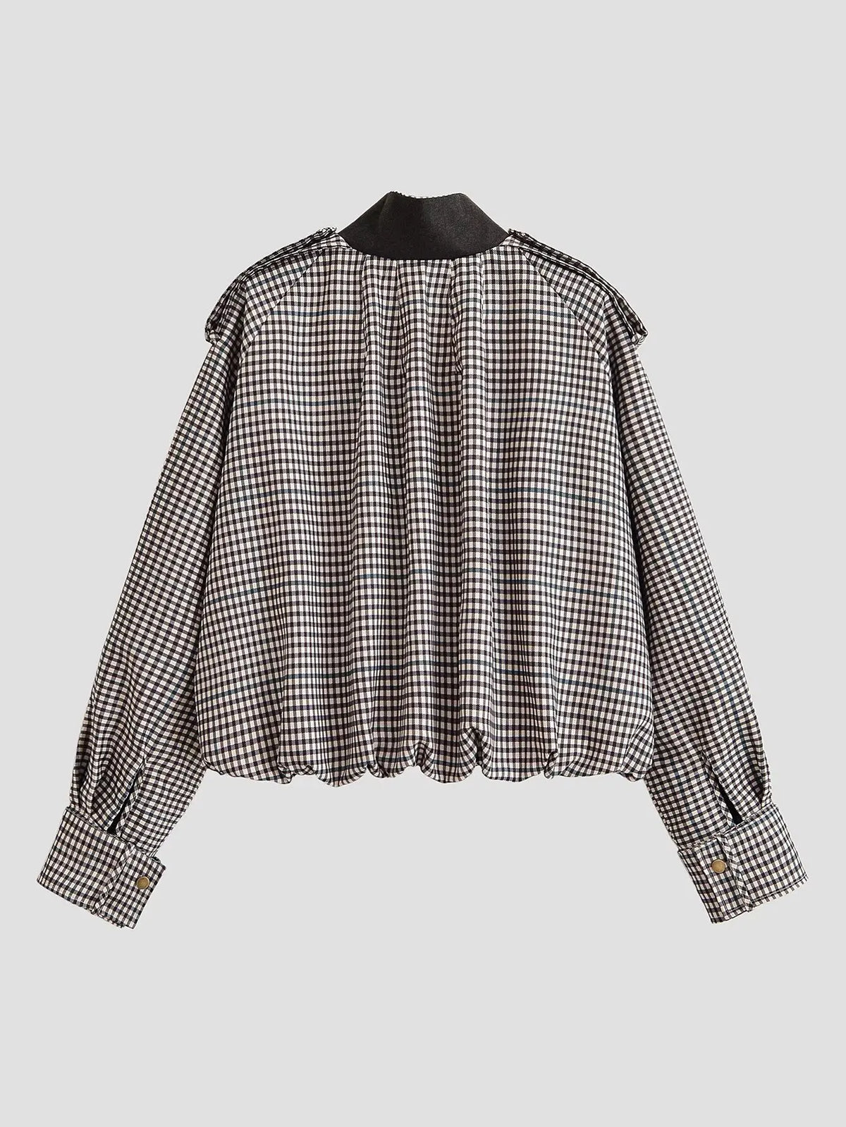 ATISSE – Women’s Plaid Cropped Jacket – Check Print Bomber Jacket