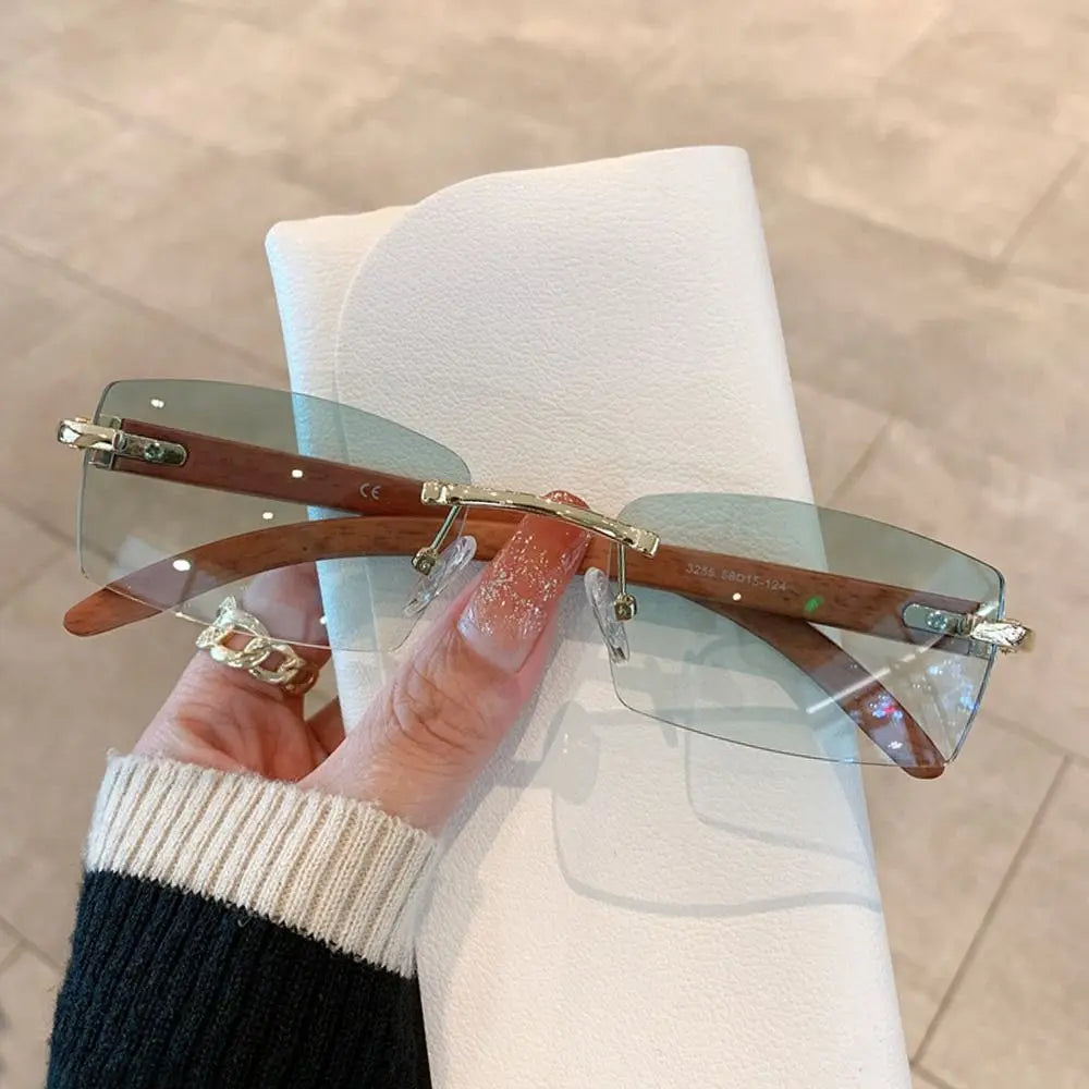 ATISSE VEYRA – Rechteckige, randlose UV400 Sonnenbrille für Damen – 8 Farben