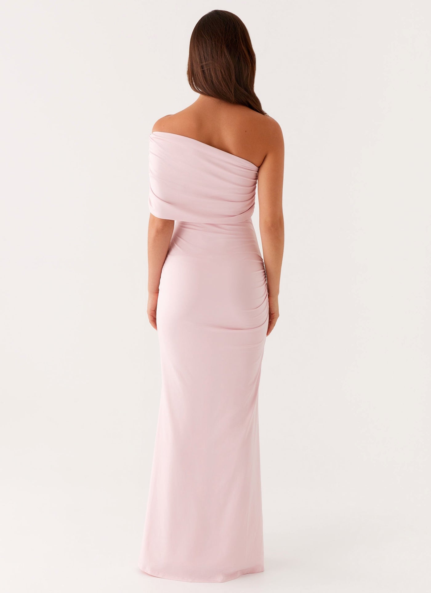ATISSE SOCIALITE – Vestido maxi con hombros descubiertos para mujer – Vestido de noche rosa empolvado